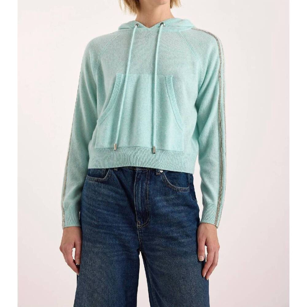 NEW BRODIE CASHMERE bree bead overarm hoodie in aqua